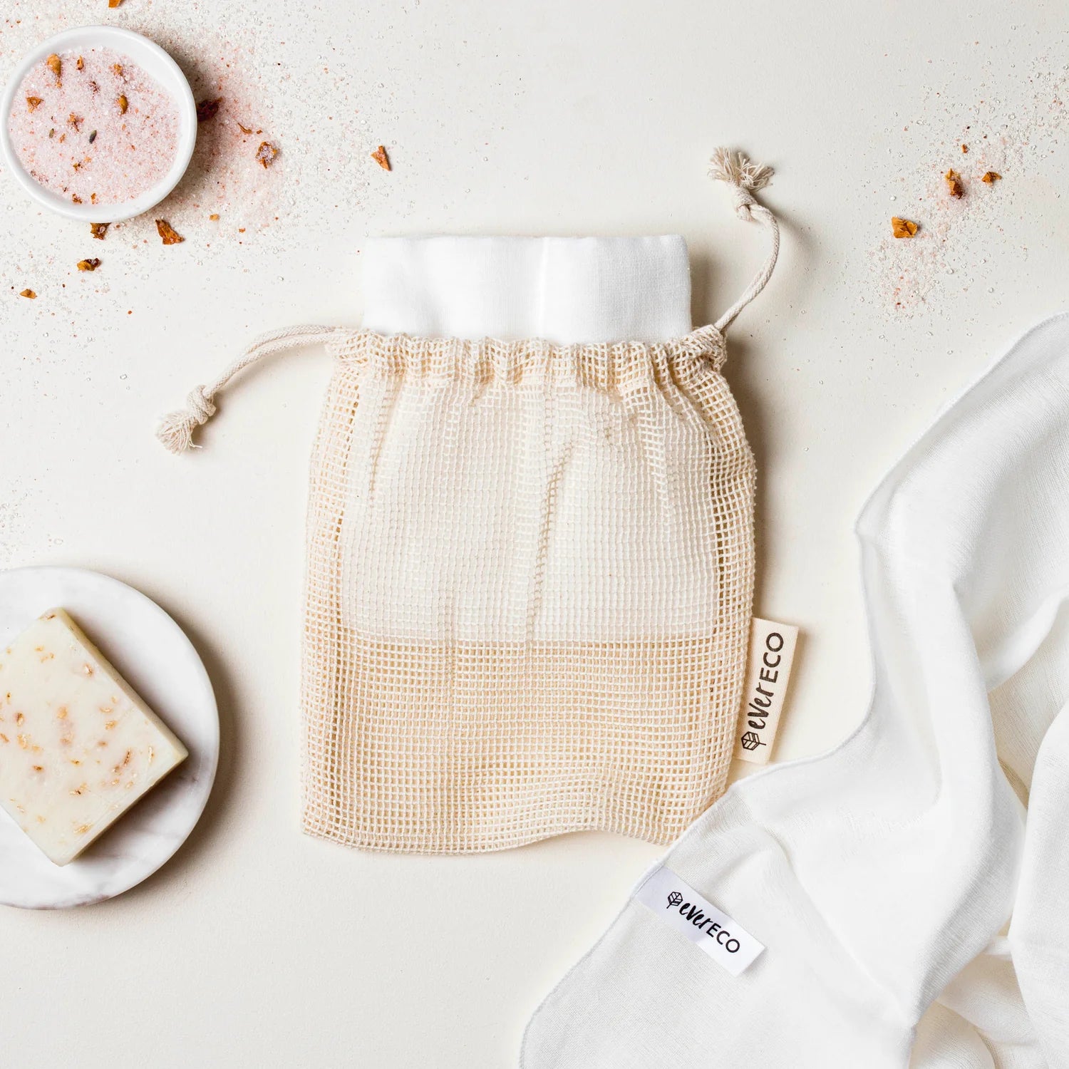 Ever Eco Muslin Facial Cloths with Cotton Wash Bag 2pk